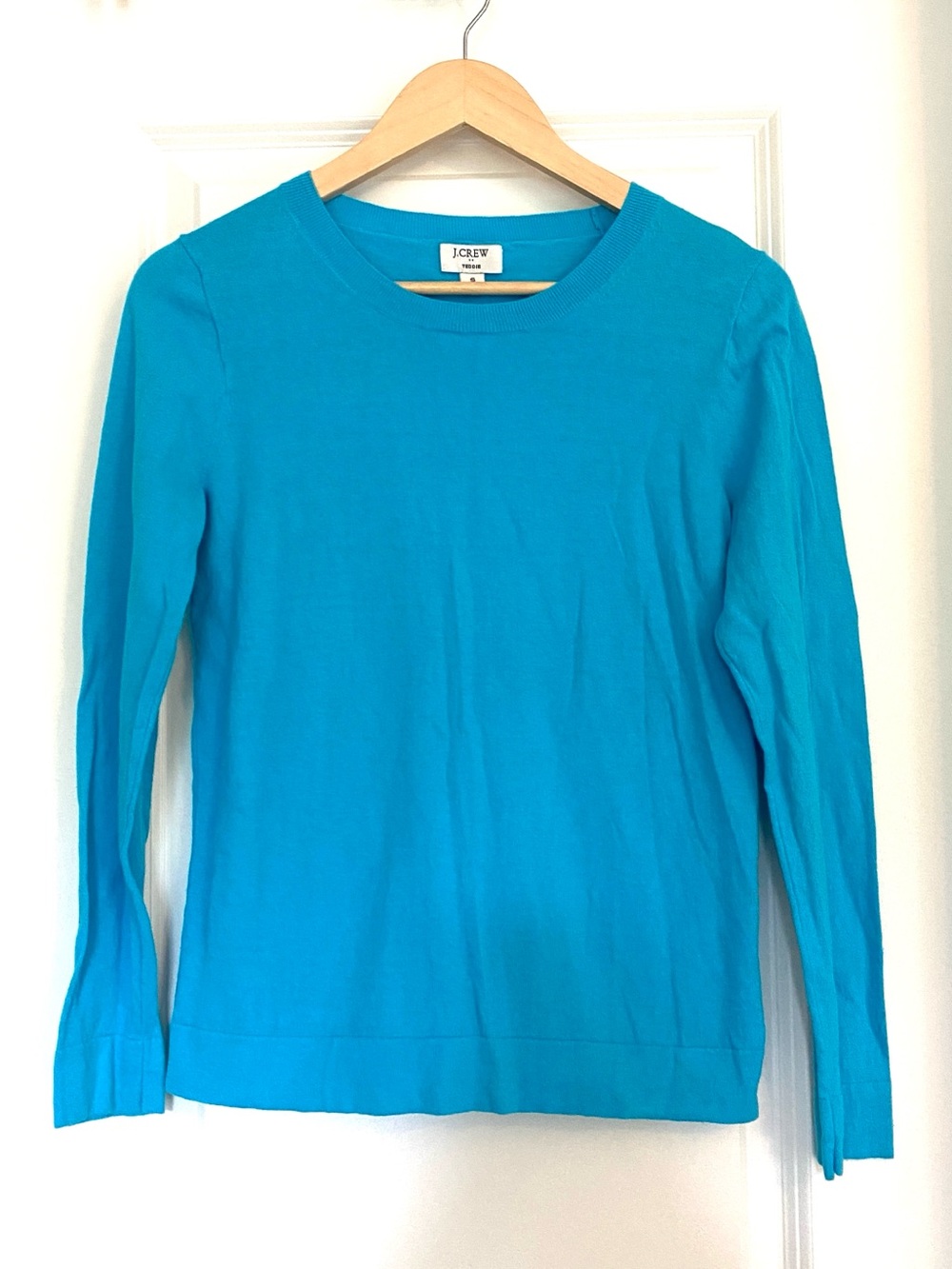 J. Crew Teddie Cotton Turquoise Crewneck Sweater